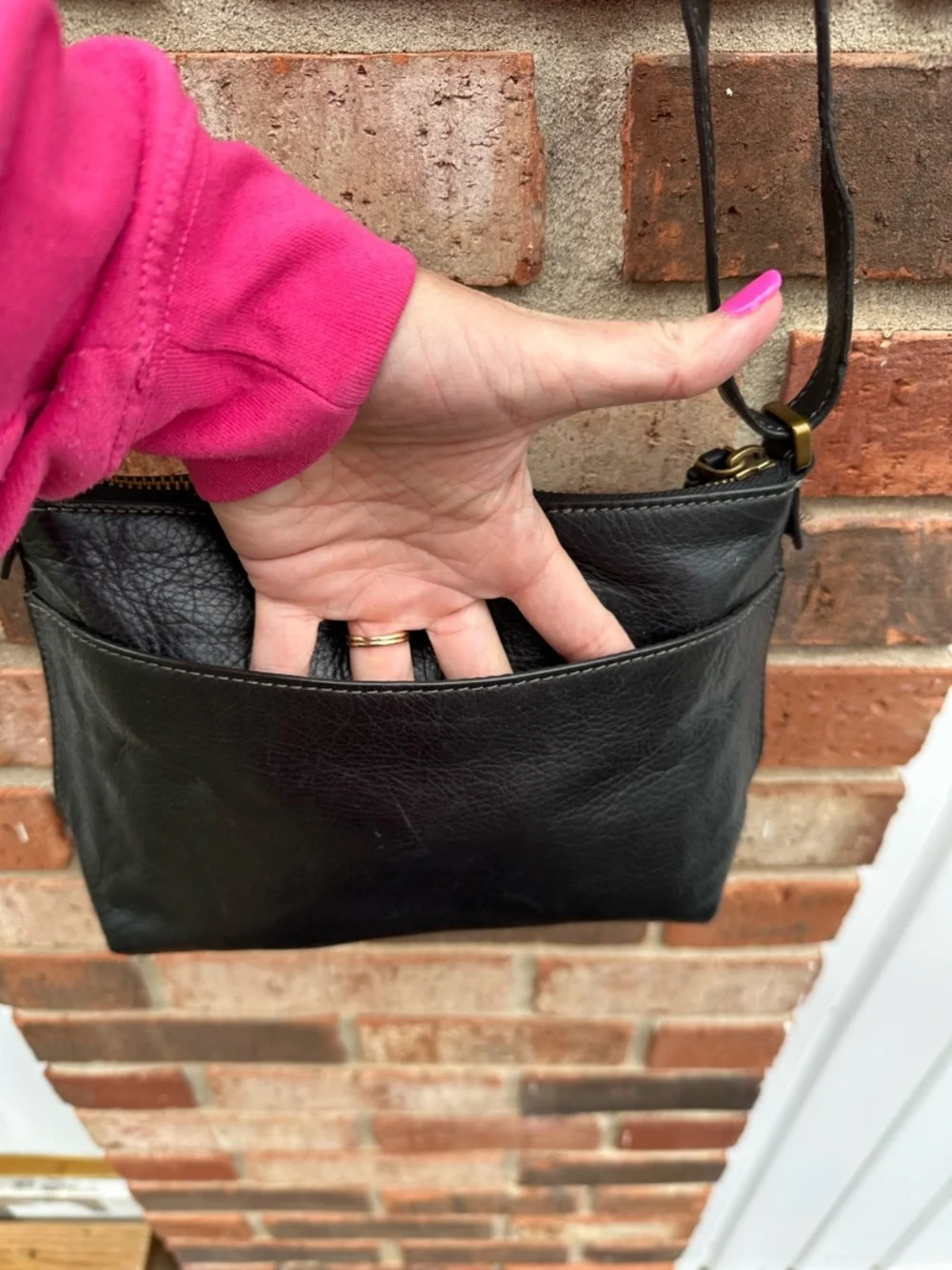 Fossil Vickery Crossbody Black Leather Bag Adjustable Straps Zipper #ZB6465 0215 - Picture 4 of 12